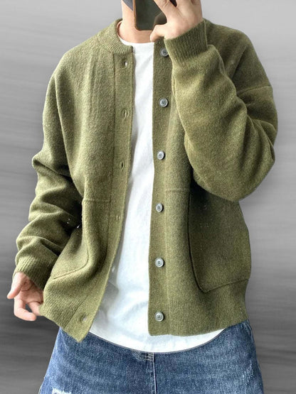 Men's Knitted Cardigan Warmth Style Ribbed Cuffs