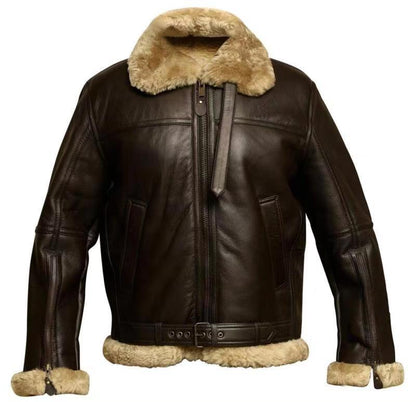 Men's Aviator Jacket Classic Zip Premium Faux Leather Bomber Coat