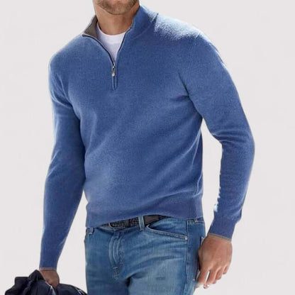 Men's Half-Zip Sweater Luxury Knit Warm Pullover