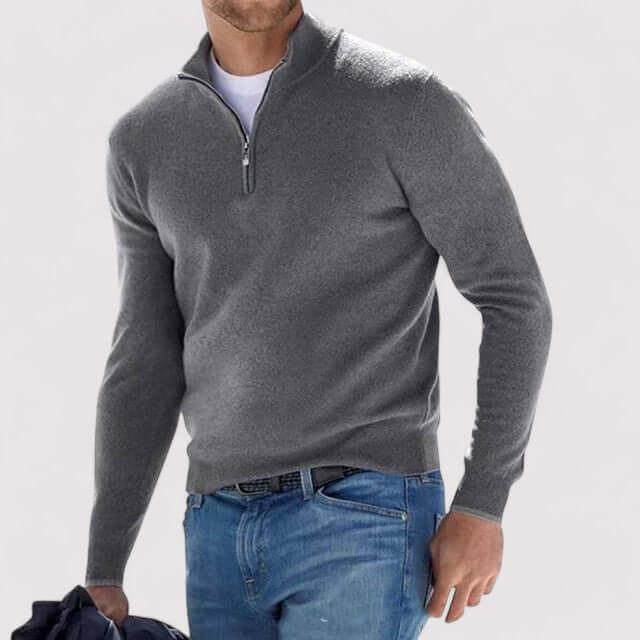 Men's Half-Zip Sweater Luxury Knit Warm Pullover