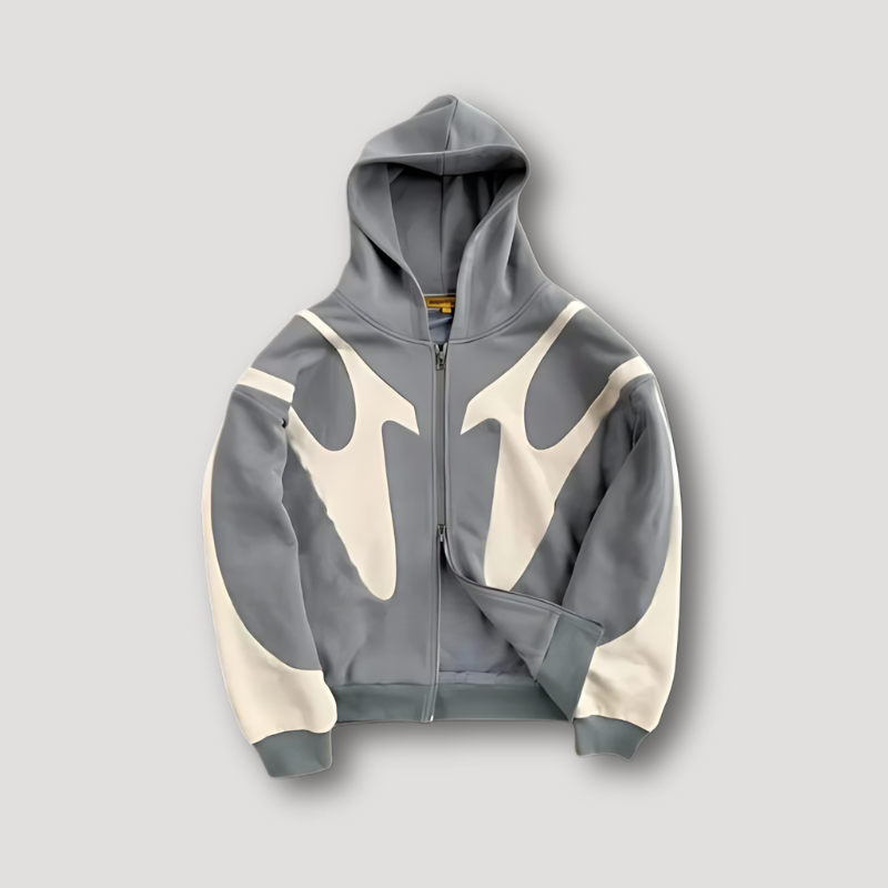 Men's Zip Hoodie Flame Pattern Statement Streetwear Fleece Sweatshirt