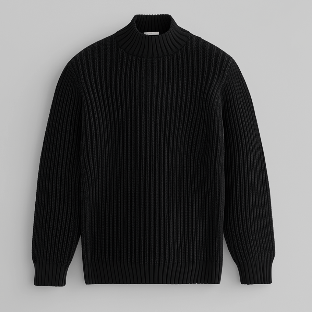 Men's Mock Neck Sweater Premium Smart Casual Knit Pullover Elegant