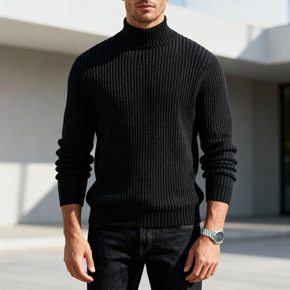 Men's Mock Neck Sweater Premium Smart Casual Knit Pullover Elegant