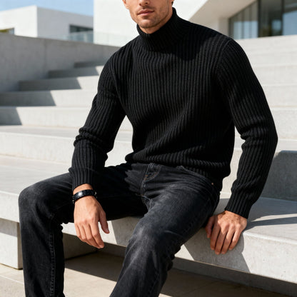 Men's Mock Neck Sweater Premium Smart Casual Knit Pullover Elegant