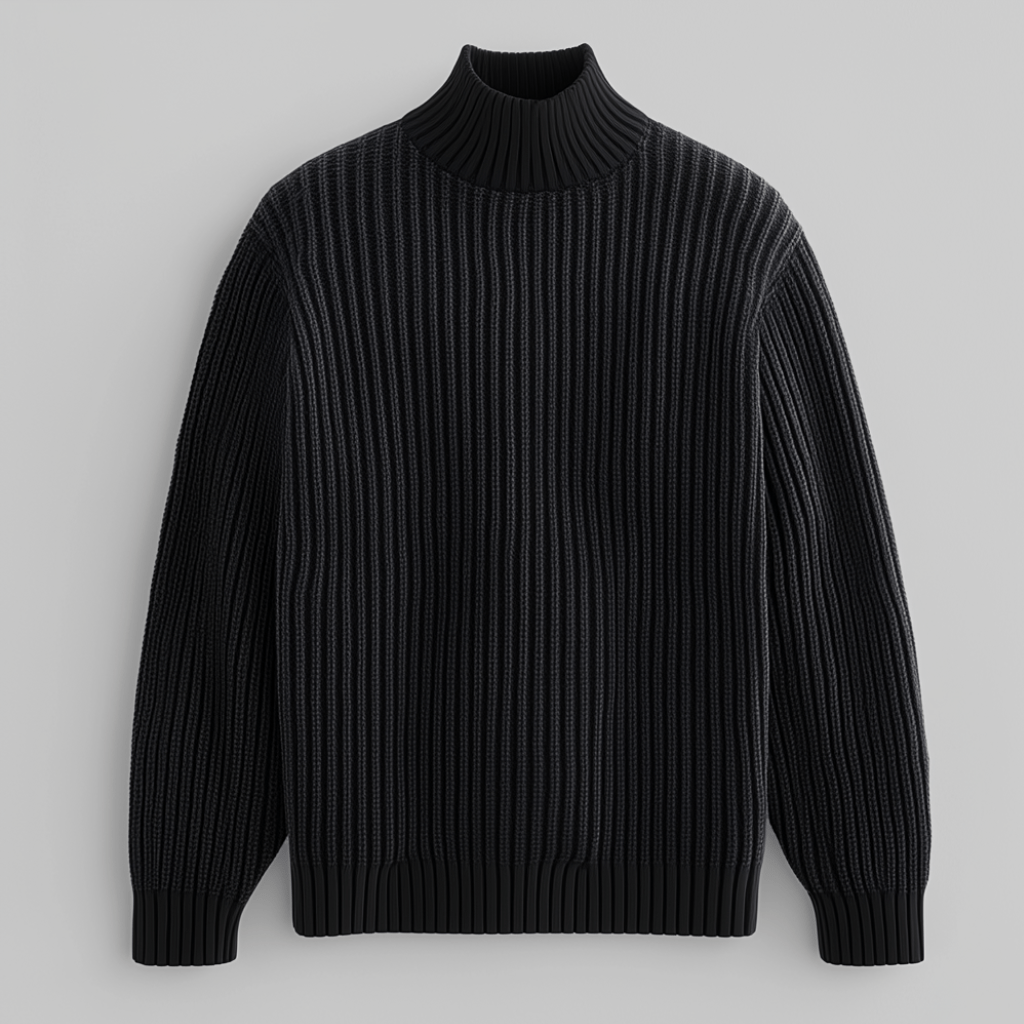Men's Mock Neck Sweater Premium Smart Casual Knit Pullover Elegant