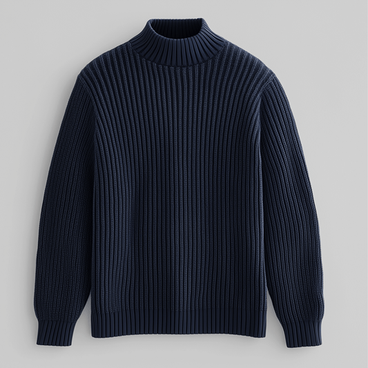 Men's Mock Neck Sweater Premium Smart Casual Knit Pullover Elegant