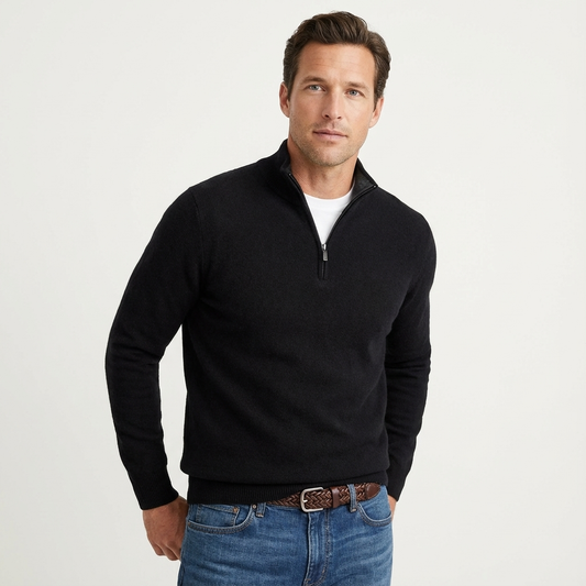 Men's Quarter-Zip Jumper Smart-Casual Knit Pullover