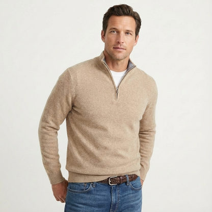 Men's Quarter-Zip Jumper Smart-Casual Knit Pullover