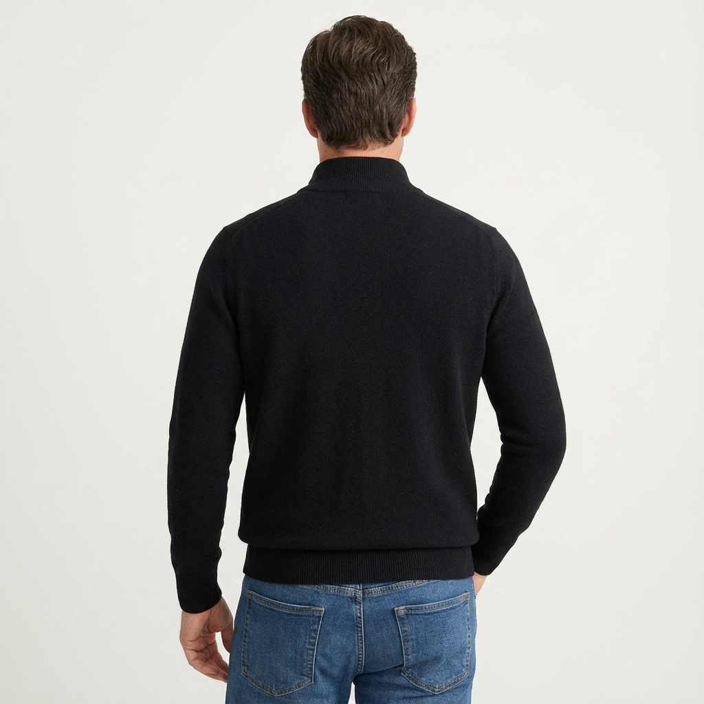 Men's Quarter-Zip Jumper Smart-Casual Knit Pullover