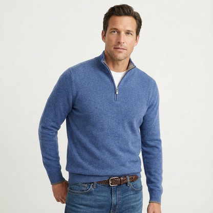 Men's Quarter-Zip Jumper Smart-Casual Knit Pullover