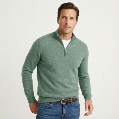 Men's Quarter-Zip Jumper Smart-Casual Knit Pullover