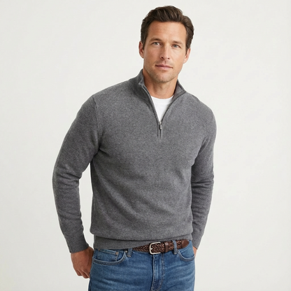 Men's Quarter-Zip Jumper Smart-Casual Knit Pullover