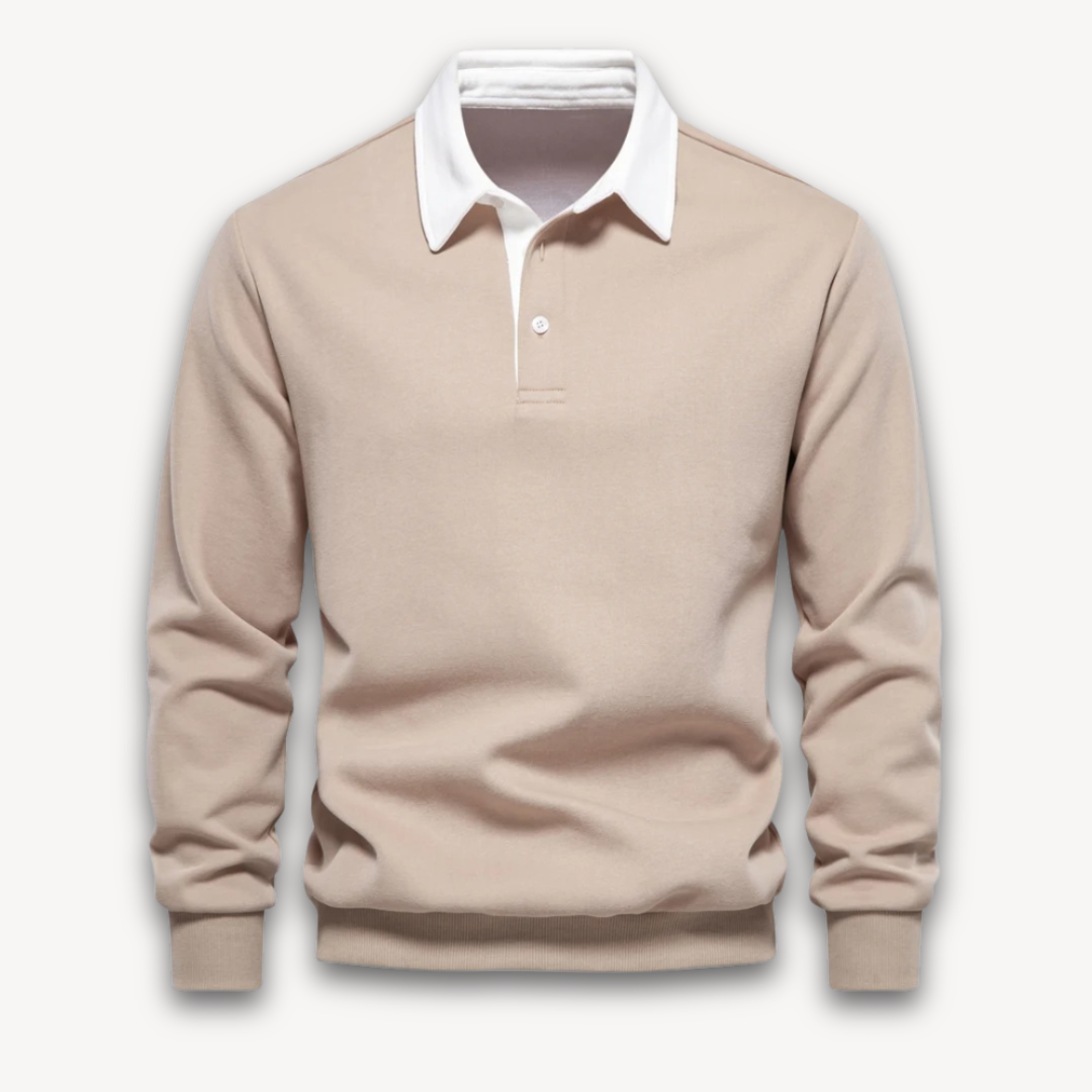Men's Navy Long-Sleeve Polo Sweater Casual Smart