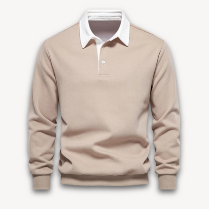 Men's Navy Long-Sleeve Polo Sweater Casual Smart