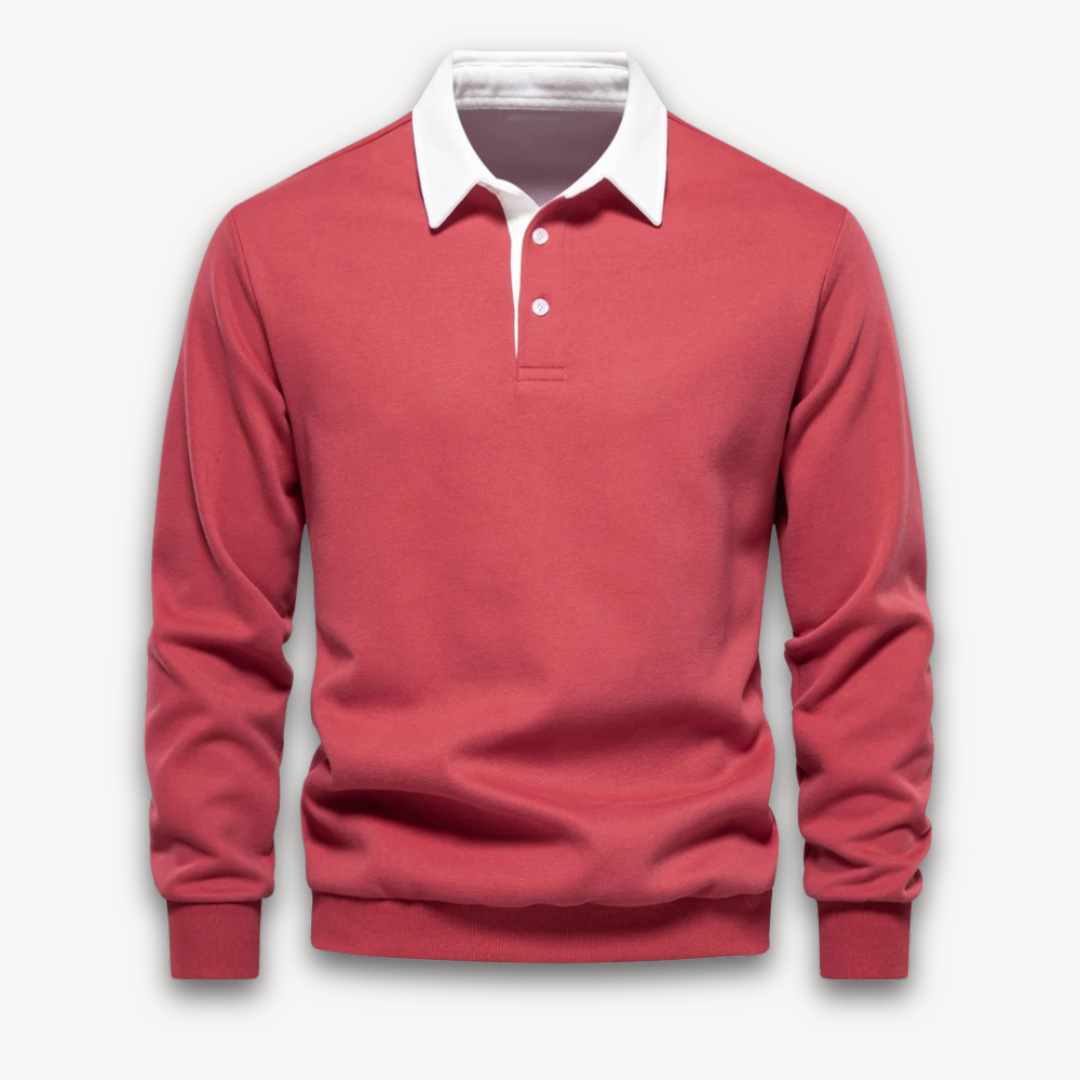 Men's Navy Long-Sleeve Polo Sweater Casual Smart