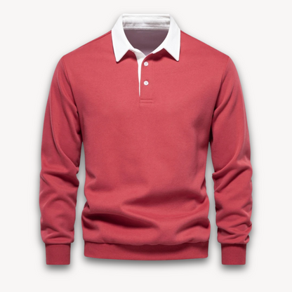 Men's Navy Long-Sleeve Polo Sweater Casual Smart