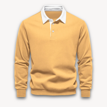 Men's Navy Long-Sleeve Polo Sweater Casual Smart