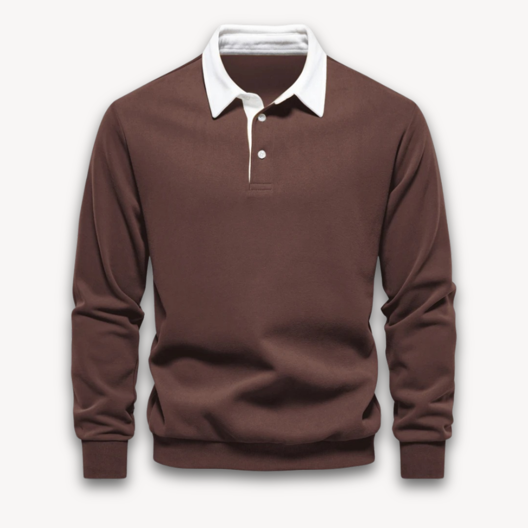 Men's Navy Long-Sleeve Polo Sweater Casual Smart