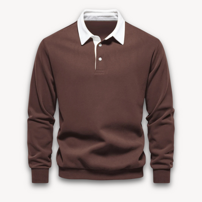 Men's Navy Long-Sleeve Polo Sweater Casual Smart