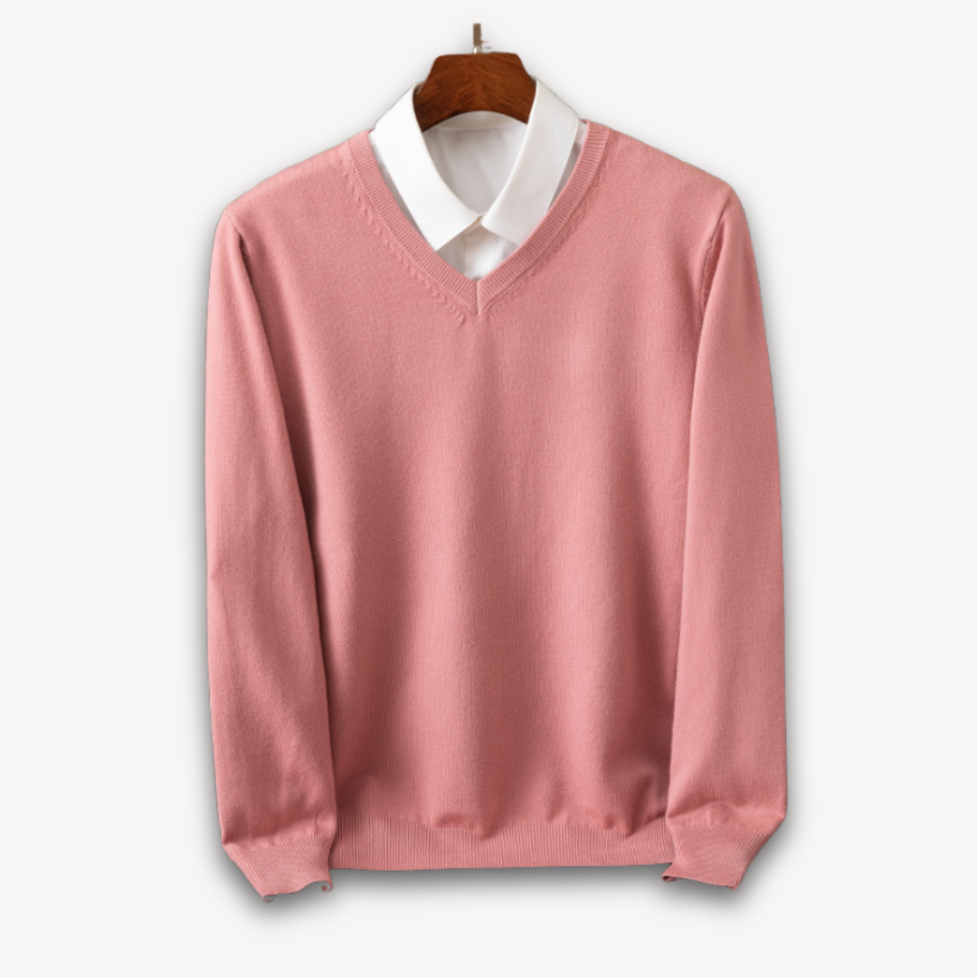 Men's V-Neck Sweater Slim Fit Soft Knit
