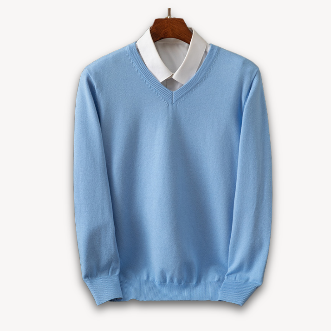 Men's V-Neck Sweater Slim Fit Soft Knit