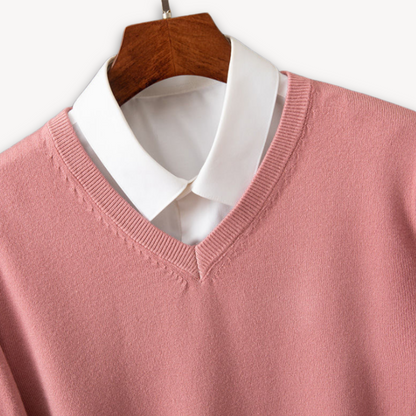 Men's V-Neck Sweater Slim Fit Soft Knit