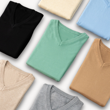Men's V-Neck Sweater Slim Fit Soft Knit