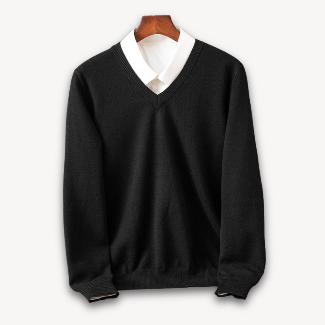 Men's V-Neck Sweater Slim Fit Soft Knit