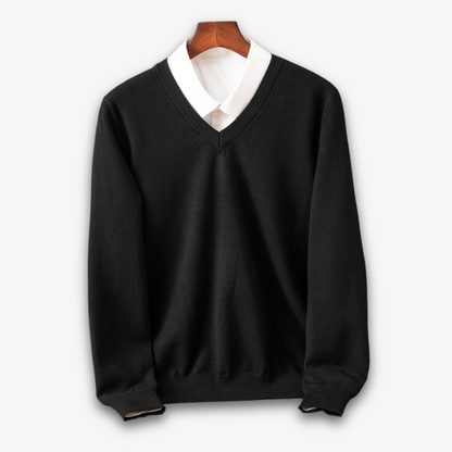 Men's V-Neck Sweater Slim Fit Soft Knit