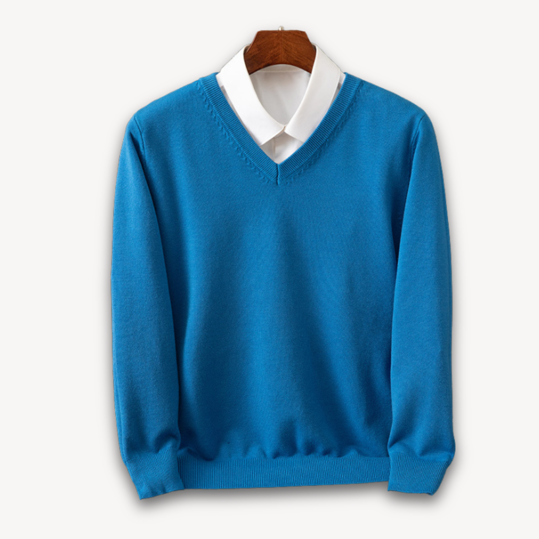 Men's V-Neck Sweater Slim Fit Soft Knit
