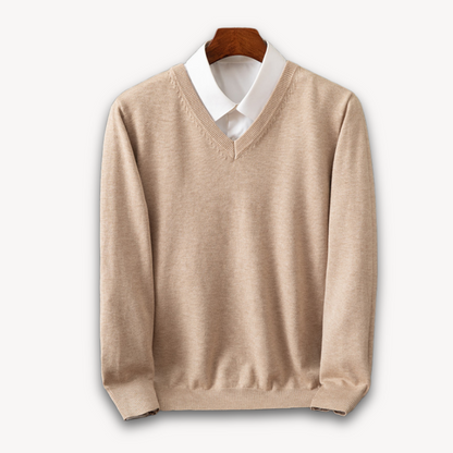Men's V-Neck Sweater Slim Fit Soft Knit