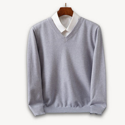 Men's V-Neck Sweater Slim Fit Soft Knit