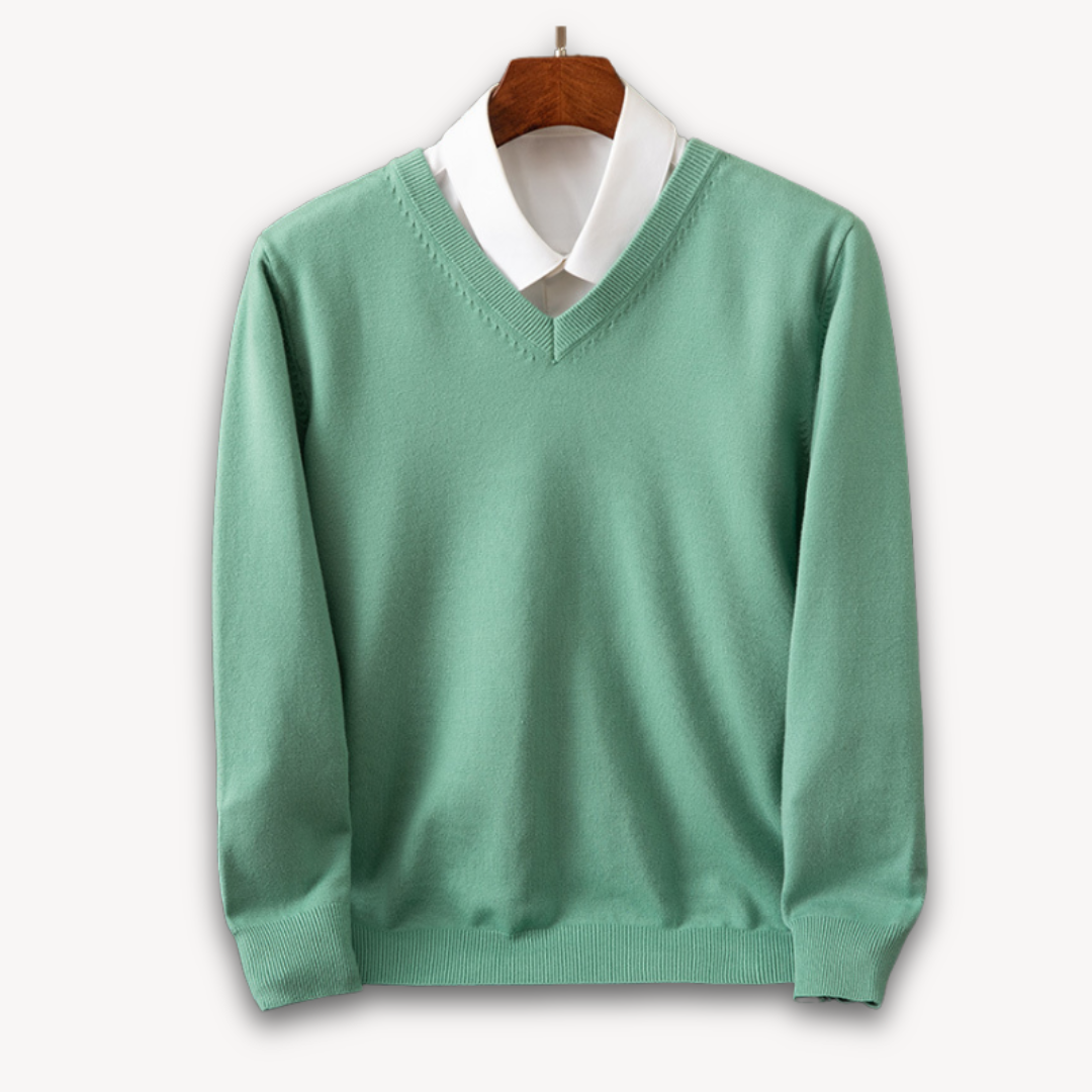 Men's V-Neck Sweater Slim Fit Soft Knit