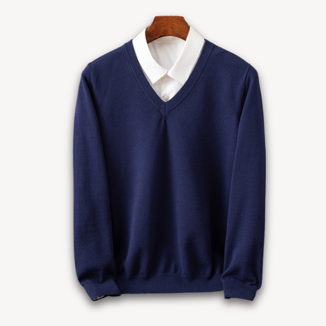Men's V-Neck Sweater Slim Fit Soft Knit