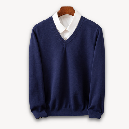 Men's V-Neck Sweater Slim Fit Soft Knit
