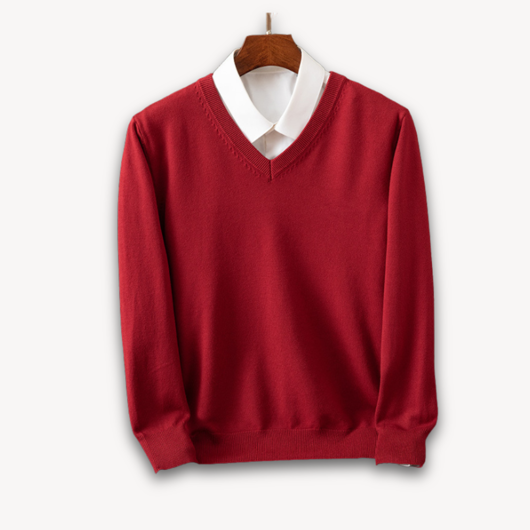 Men's V-Neck Sweater Slim Fit Soft Knit