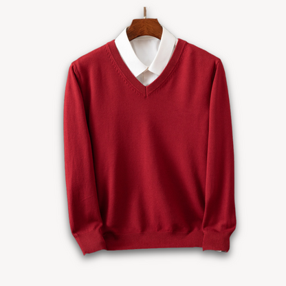 Men's V-Neck Sweater Slim Fit Soft Knit