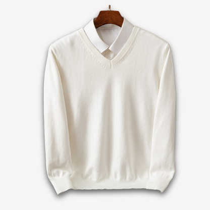 Men's V-Neck Sweater Slim Fit Soft Knit