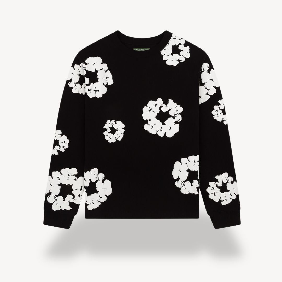 Men's Floral Sweatshirt Casual Crew Neck Design
