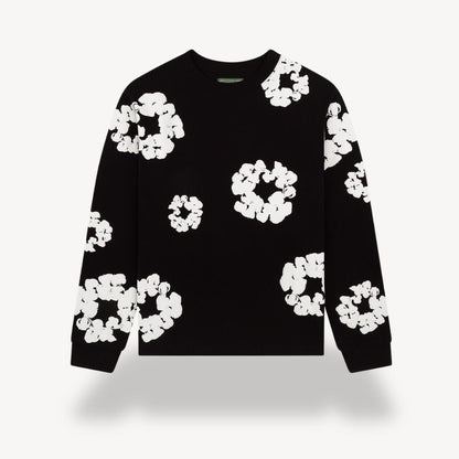 Men's Floral Sweatshirt Casual Crew Neck Design