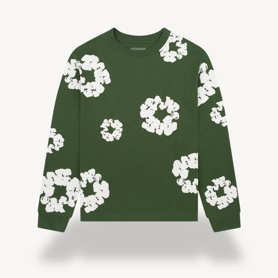 Men's Floral Sweatshirt Casual Crew Neck Design