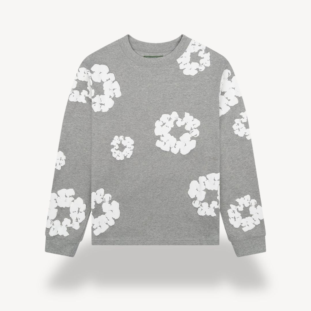 Men's Floral Sweatshirt Casual Crew Neck Design