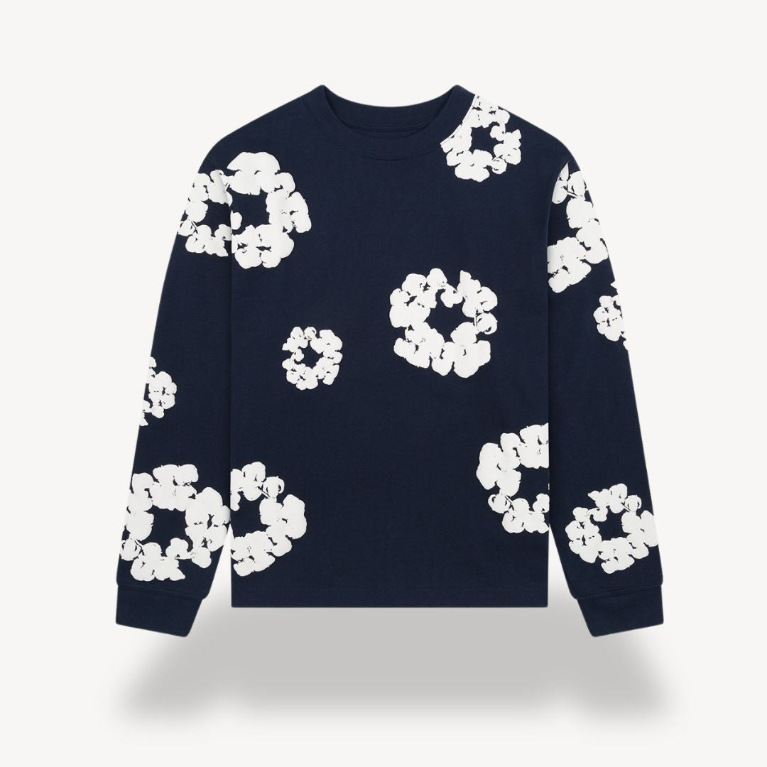 Men's Floral Sweatshirt Casual Crew Neck Design