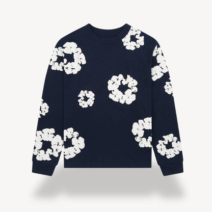 Men's Floral Sweatshirt Casual Crew Neck Design