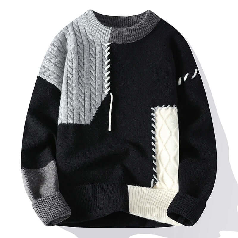 Men's Unique Knit Sweater Textured Warm Pullover