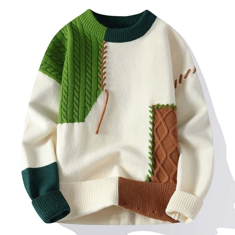 Men's Unique Knit Sweater Textured Warm Pullover