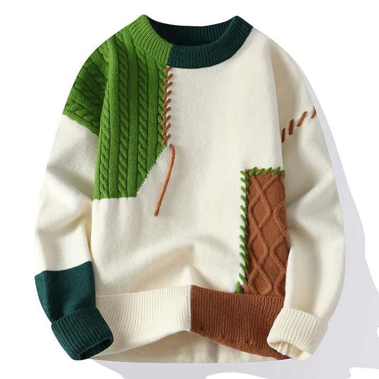 Men's Unique Knit Sweater Textured Warm Pullover