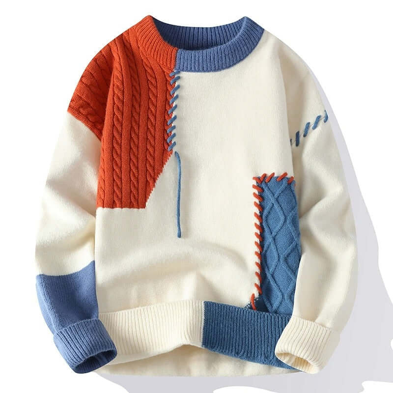 Men's Unique Knit Sweater Textured Warm Pullover